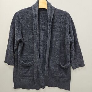 Barefoot Dreams CozyChic Plush Cardigan Womens 2X Blue Long Pockets Sweater